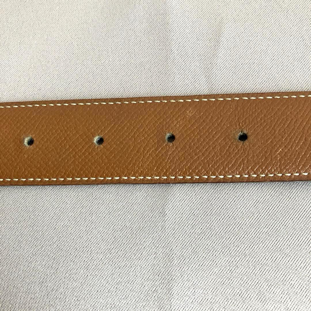 HERMES エルメスブラウンレザーベルト H型バックル　リバーシブル