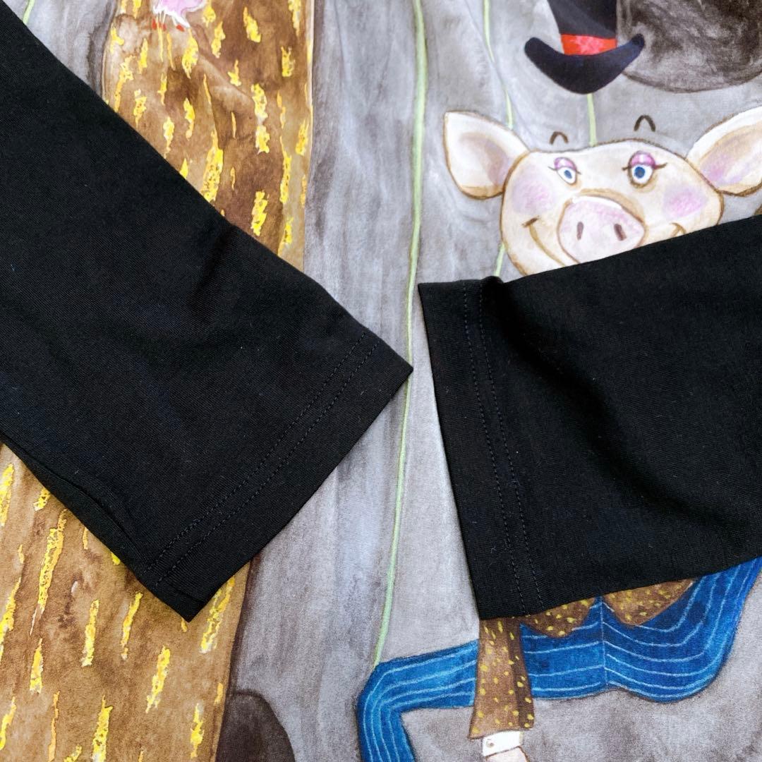 美品 アルベロベロ チュニック ワンピース 長袖 ブタさん サイドポケット