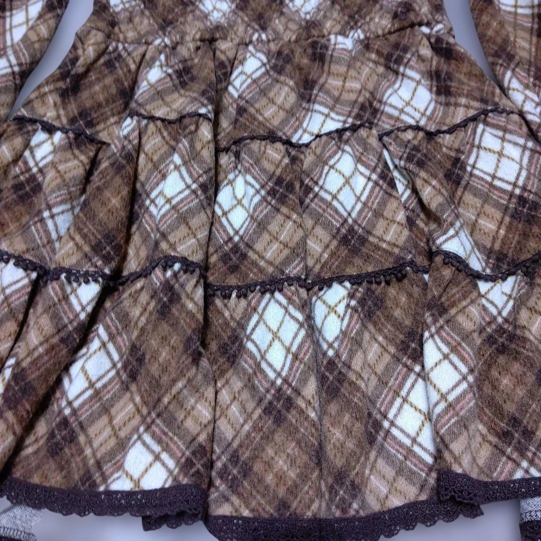 希少 LIZ LISA 起毛ブラウン チェック柄長袖ミニワンピース