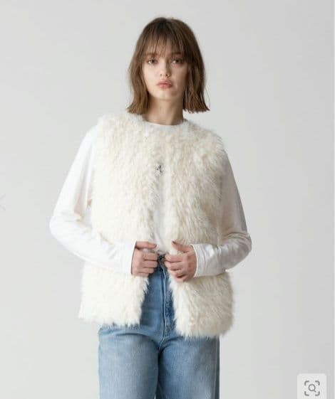 allureville　ジャガードフェイクファーコンビニットジレ