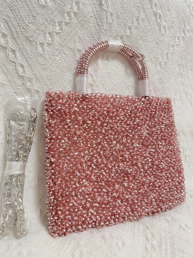 やーこ様の予約専用ページ　キラキラ　ビーズ　パーティーバッグ　ピンク