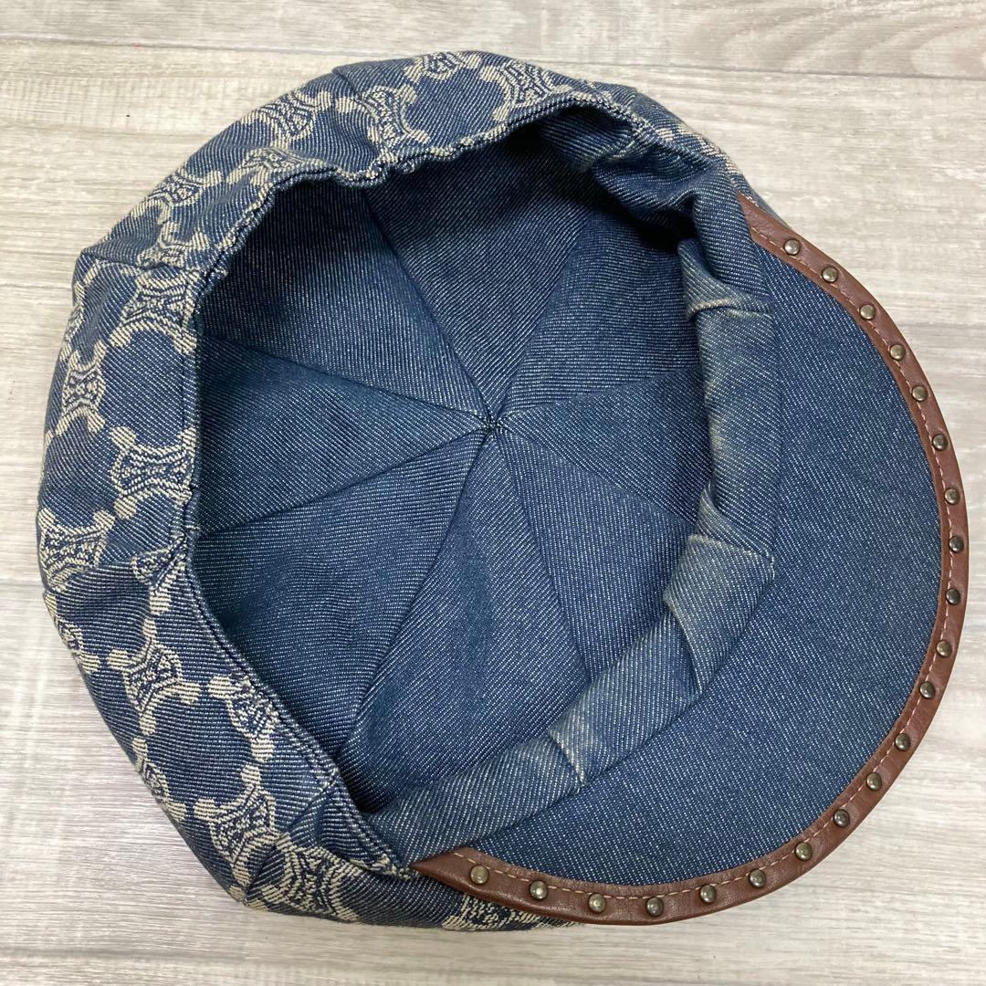 み*ー様 CELINE キャスケット 帽子 L マカダム デニム スタッズ セリ