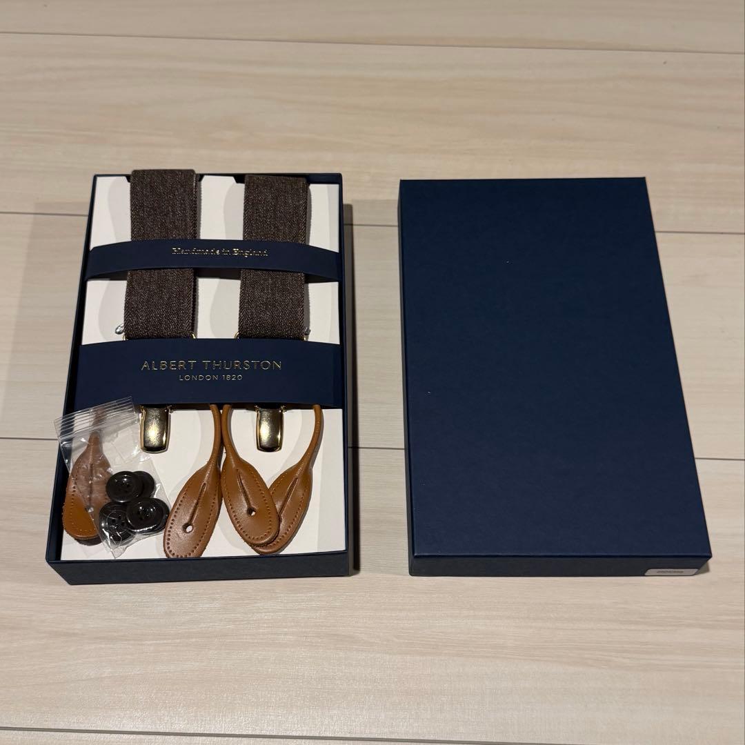  SHURSTONブラウン Y型サスペンダー