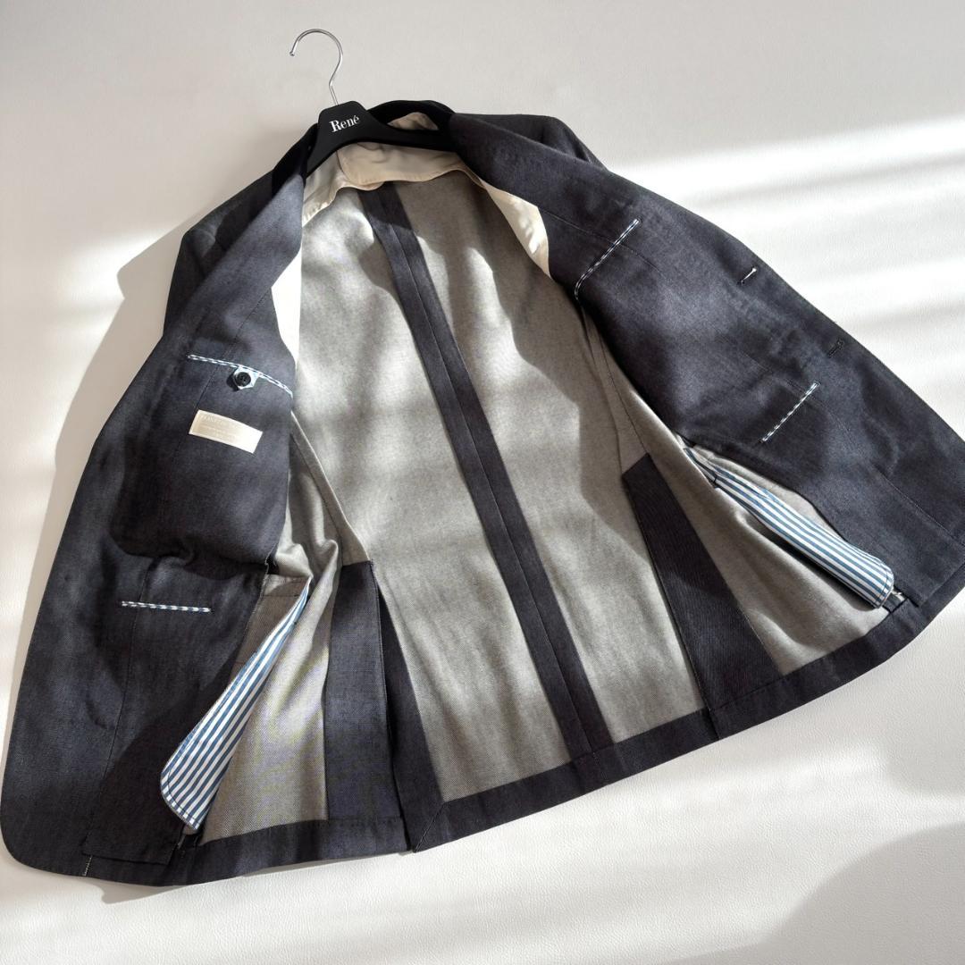 【カシミヤ混】フランクリンテーラード ジャケット デニム シルク M相当 日本製