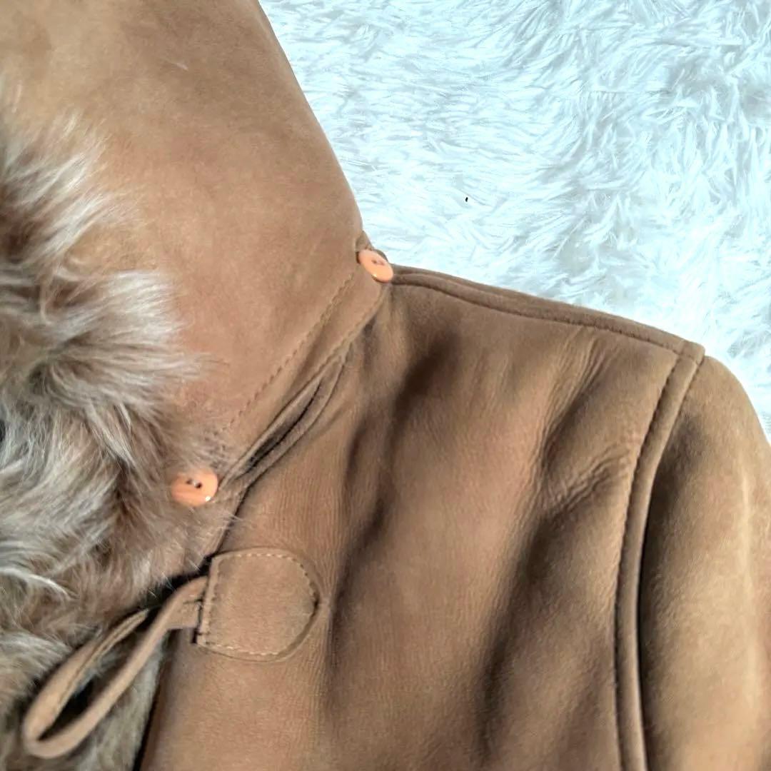 ダッフルコート ムートンコート Aライン フーディ トグルボタン 羊皮 毛皮