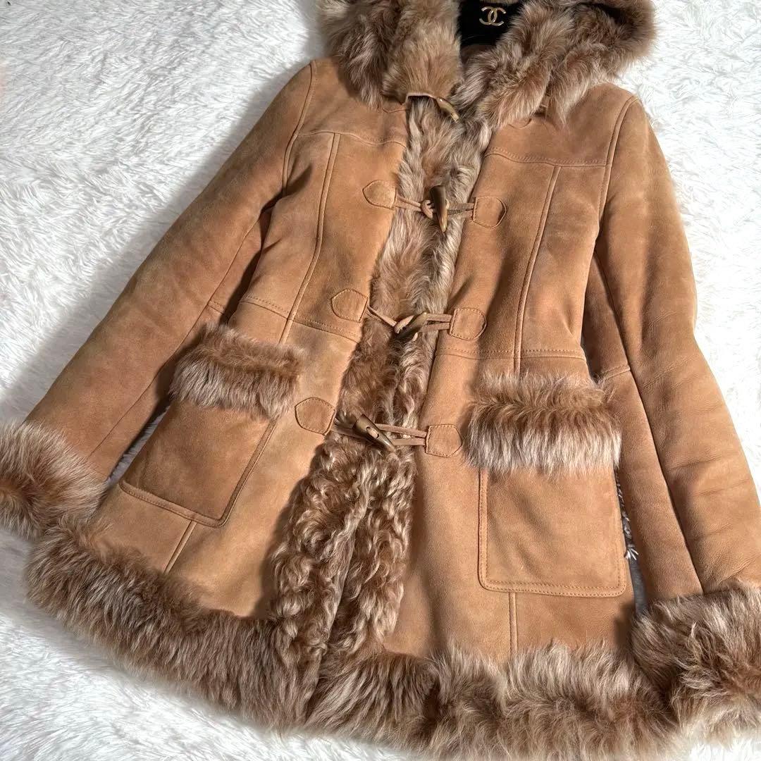ダッフルコート ムートンコート Aライン フーディ トグルボタン 羊皮 毛皮