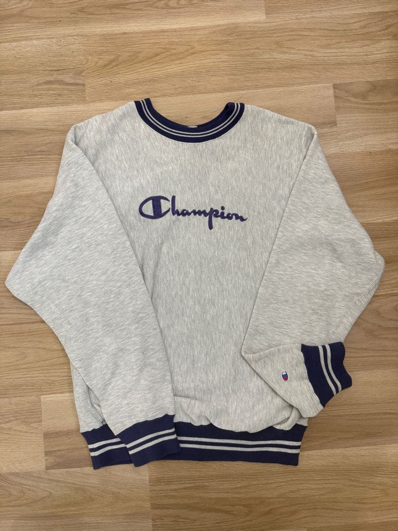 90s Champion グレー ロゴスウェット リバースウィーブ