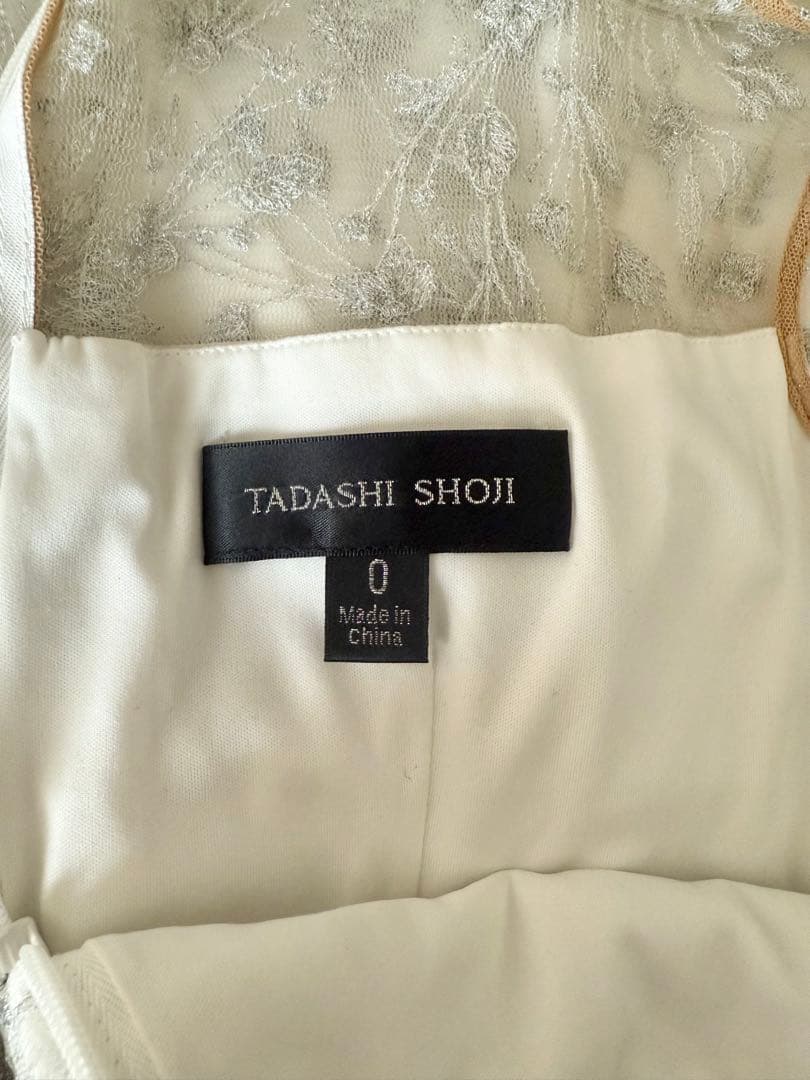 【サイズ0】TADASHI SHOJI ホワイト刺繍ノースリーブドレス