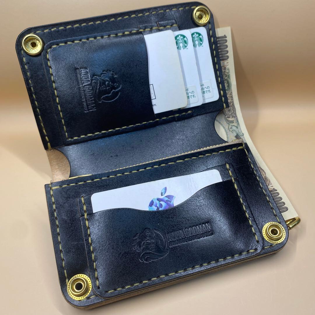 無骨 艶 マチ お札折らずに収納できる手染めミドルトラッカーウォレット BTW