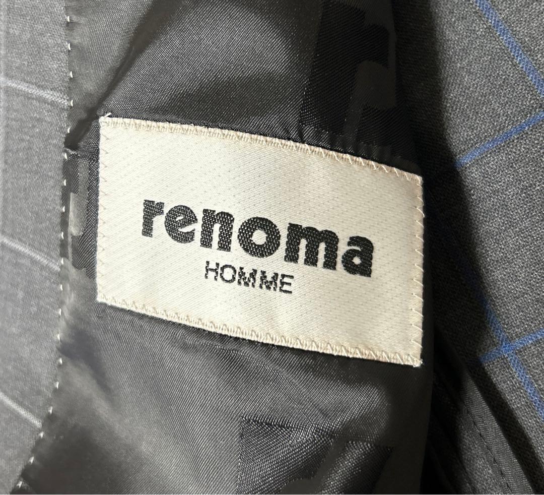 【極美品】renoma HOMME セットアップスーツ グレーチェック XL