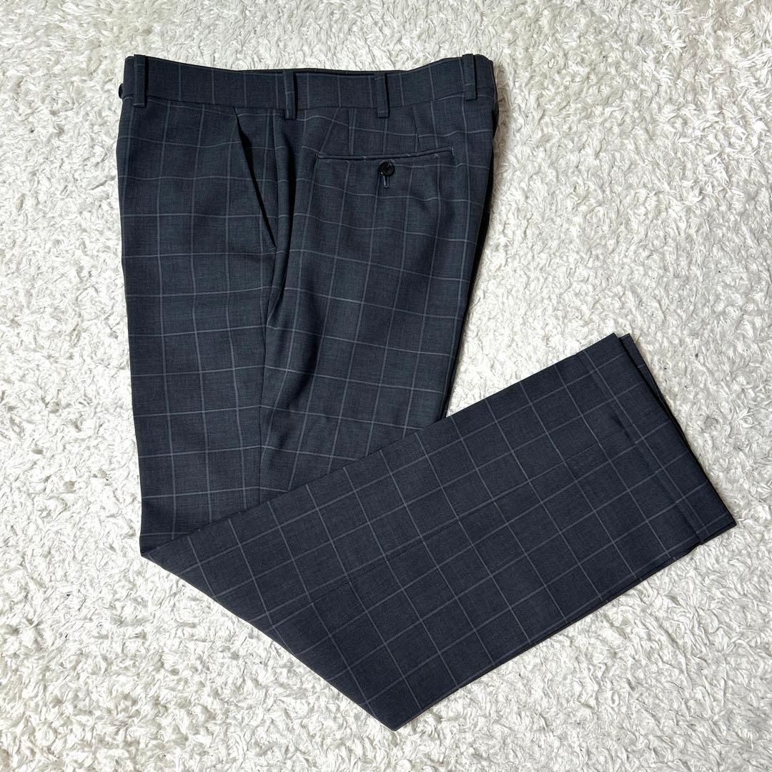 【極美品】renoma HOMME セットアップスーツ グレーチェック XL