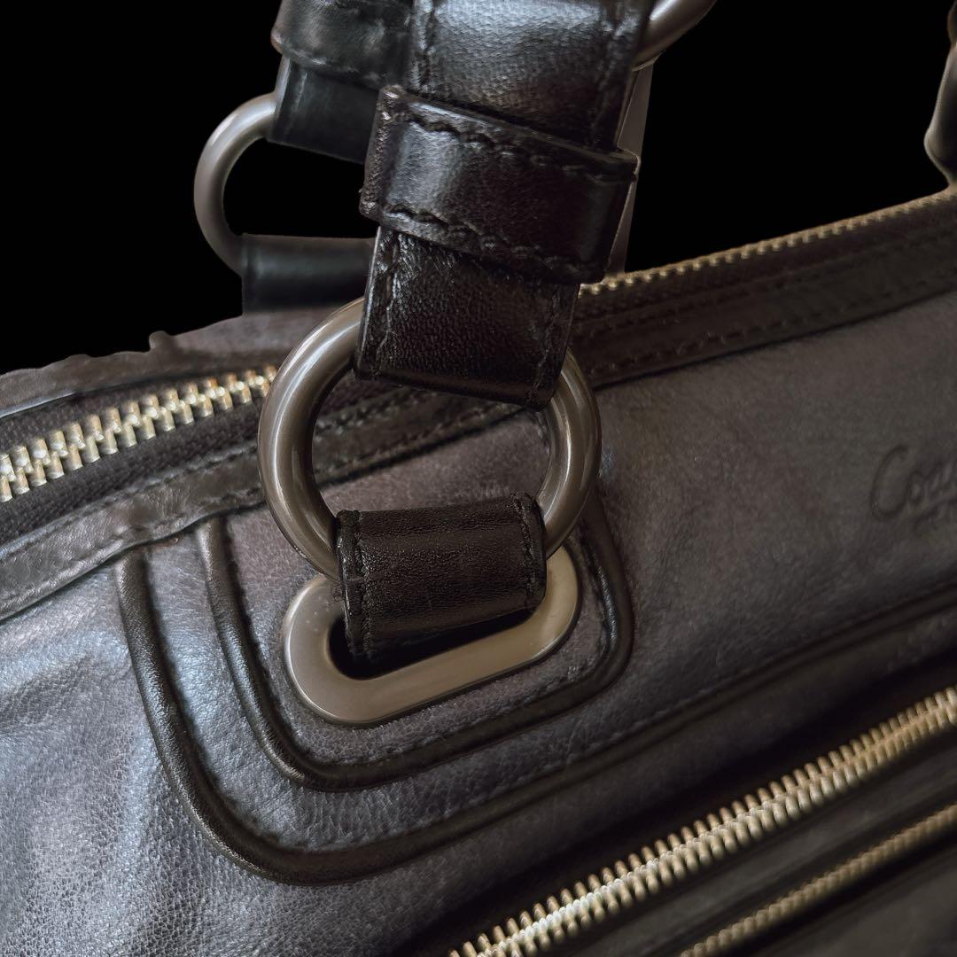 COACH レガシー メタリックグレー 本革 サッチェル ハンドバッグ