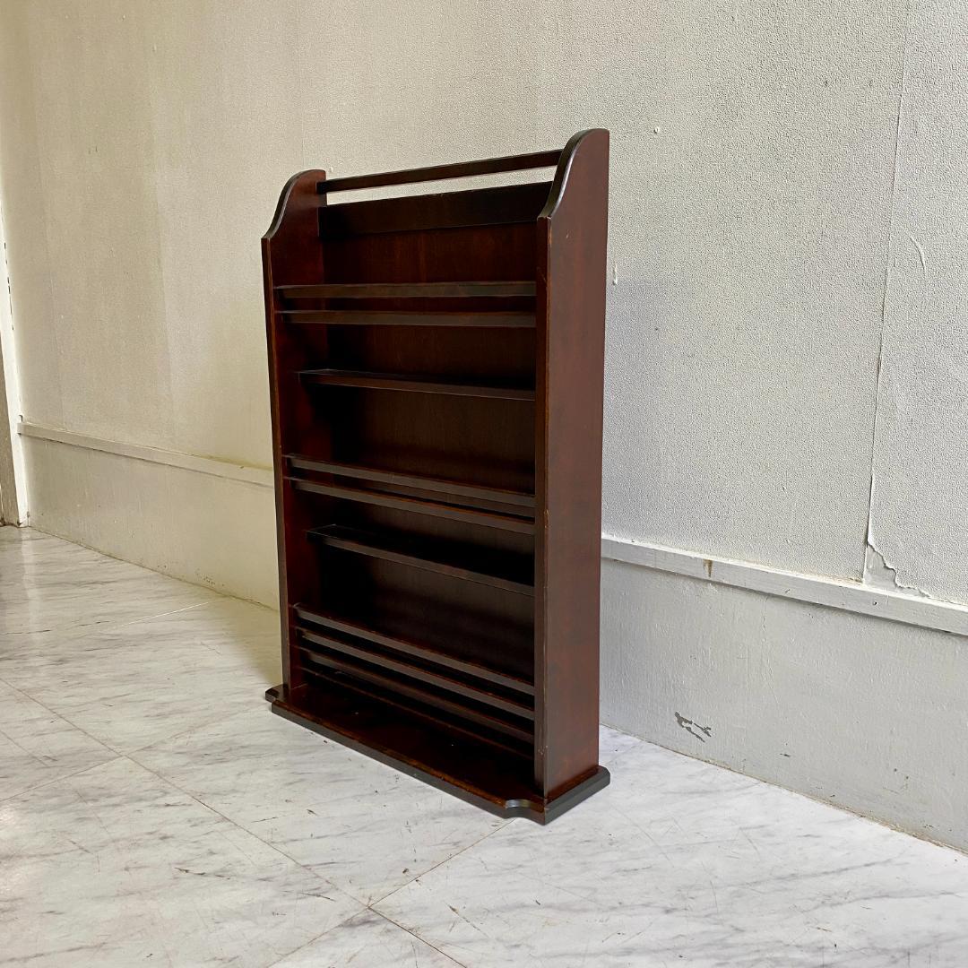 北海道民芸家具 木製ダークブラウンマガジンラック ラック 美品