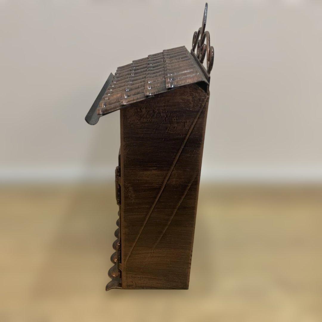 アンティーク風ポスト 【未使用品】鍵付き 郵便受け ブロンズカラー 瓦屋根