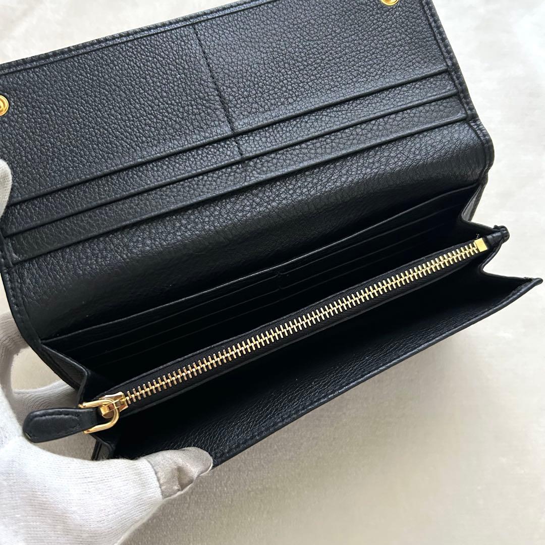 美品 PRADA プラダ 長財布 二つ折り財布 レザー 黒