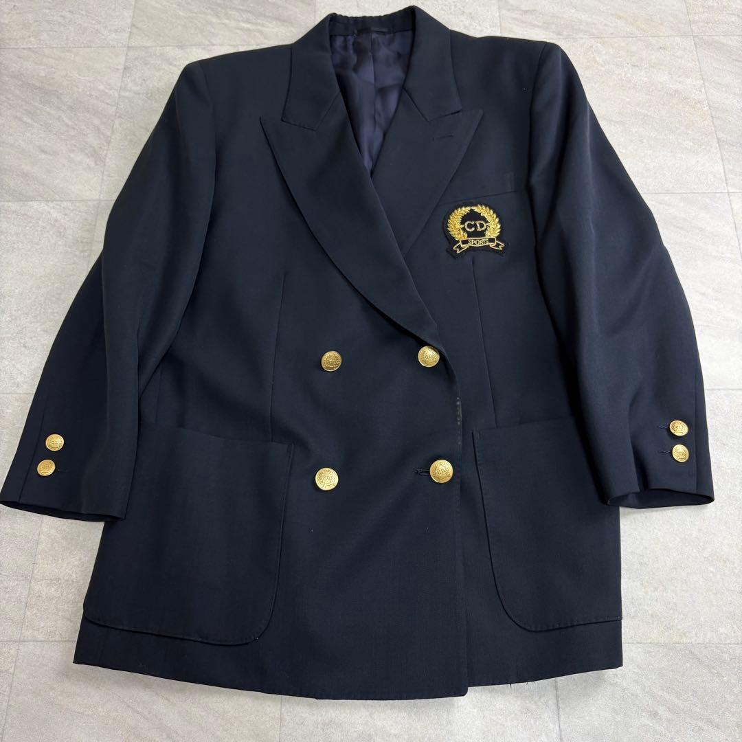 Christian Dior 紺ブレ CDロゴ 金ボタン エンブレムワッペン