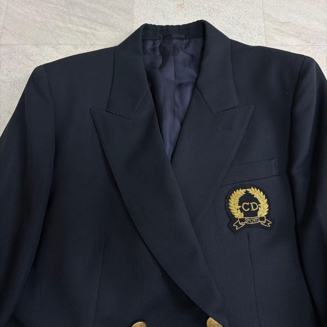 Christian Dior 紺ブレ CDロゴ 金ボタン エンブレムワッペン