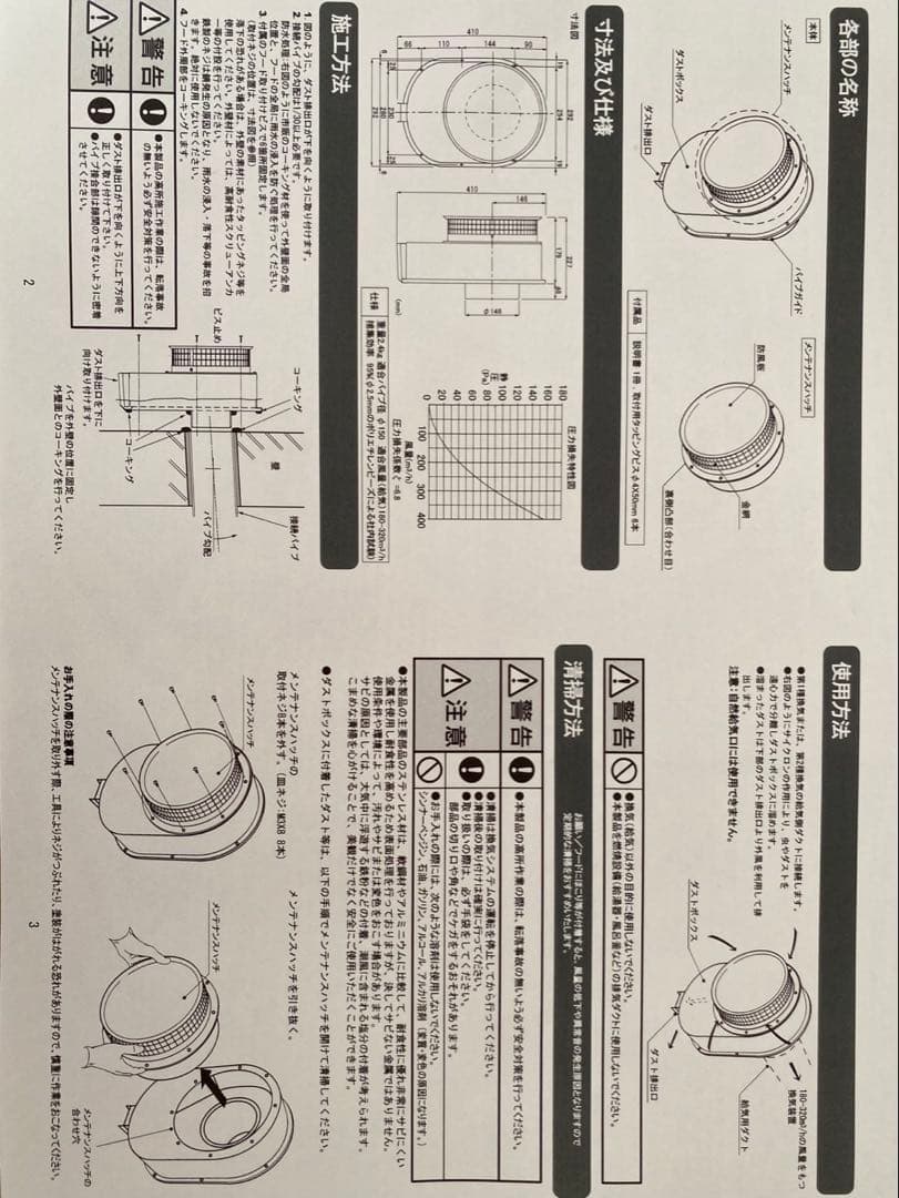 大幅値下げ　開封のみ未使用　日本電興　サイクロン式給気フードダクト