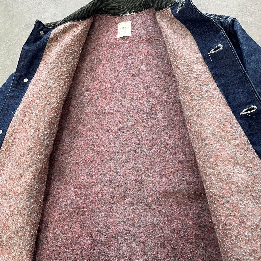 70s BIGMAC デニムカバーオール 裏地ブランケット 襟コーデュロイ M