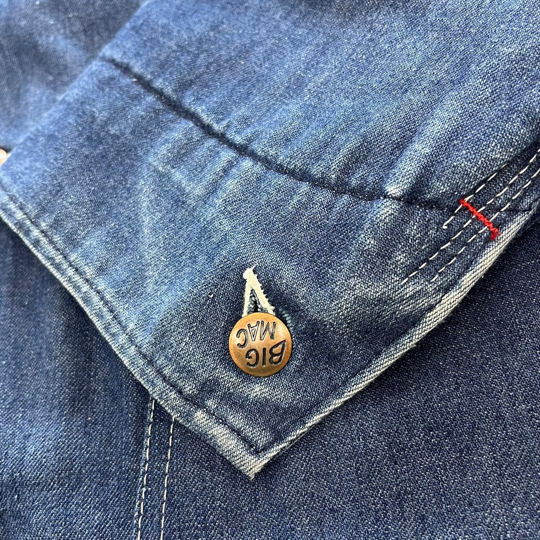 70s BIGMAC デニムカバーオール 裏地ブランケット 襟コーデュロイ M