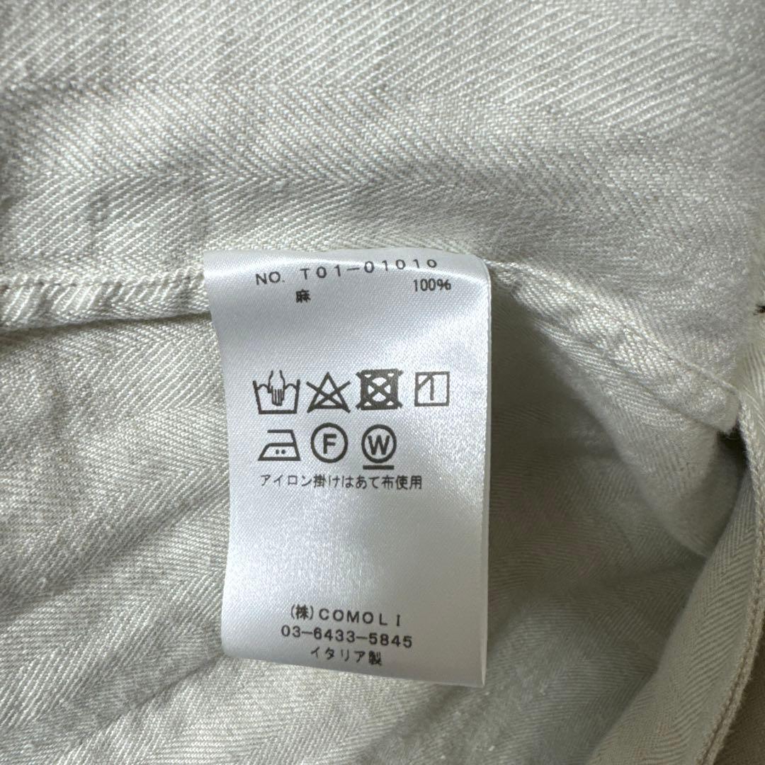 COMOLI リネンヘリンボーン スタンドカラージャケット　IVORY