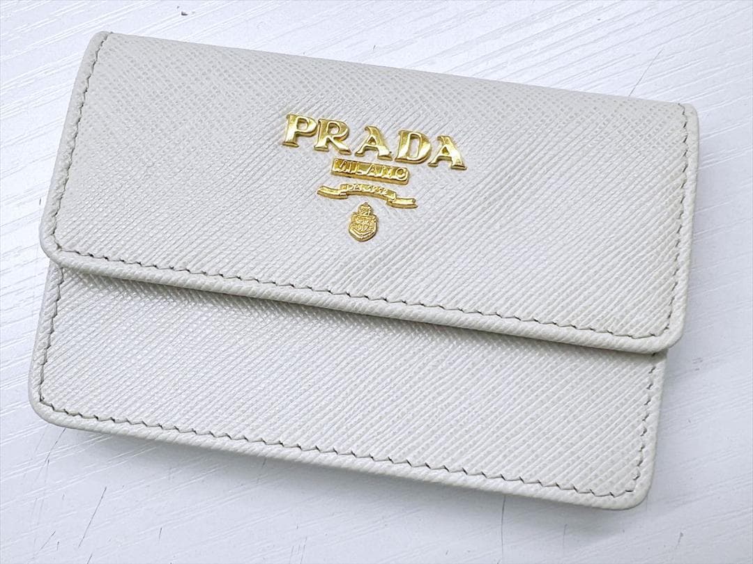 美品 PRADA プラダ レザー ロゴ カードホルダー 名刺入れ ケース