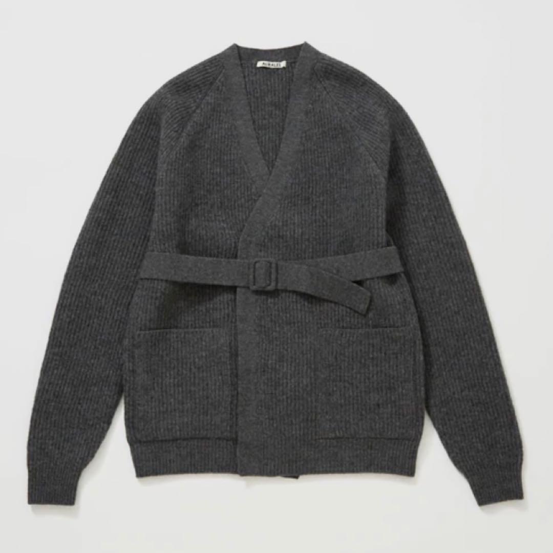 オーラリー リブニットカーディガン ベルト メリノウール 定価5.5万 2023