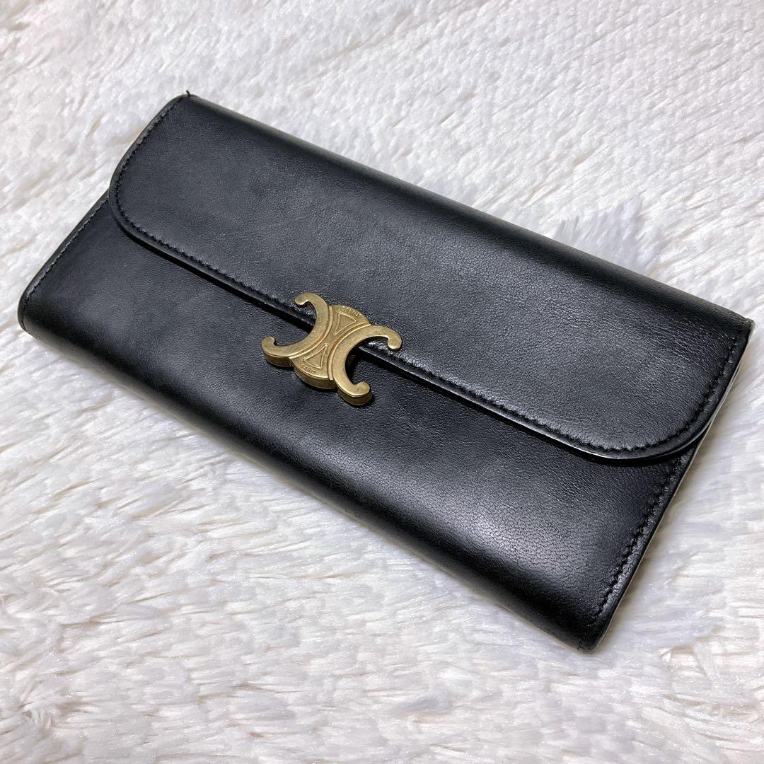 付属品完備♡美品♡CELINE セリーヌ トリオンフ 長財布 ブラック フラップ