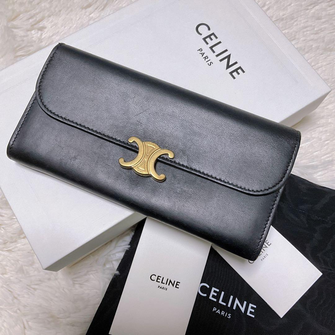 付属品完備♡美品♡CELINE セリーヌ トリオンフ 長財布 ブラック フラップ