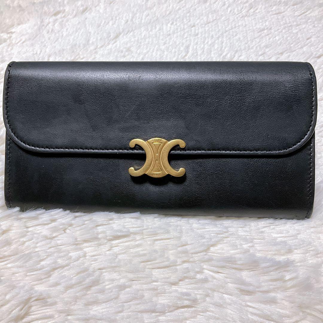 付属品完備♡美品♡CELINE セリーヌ トリオンフ 長財布 ブラック フラップ