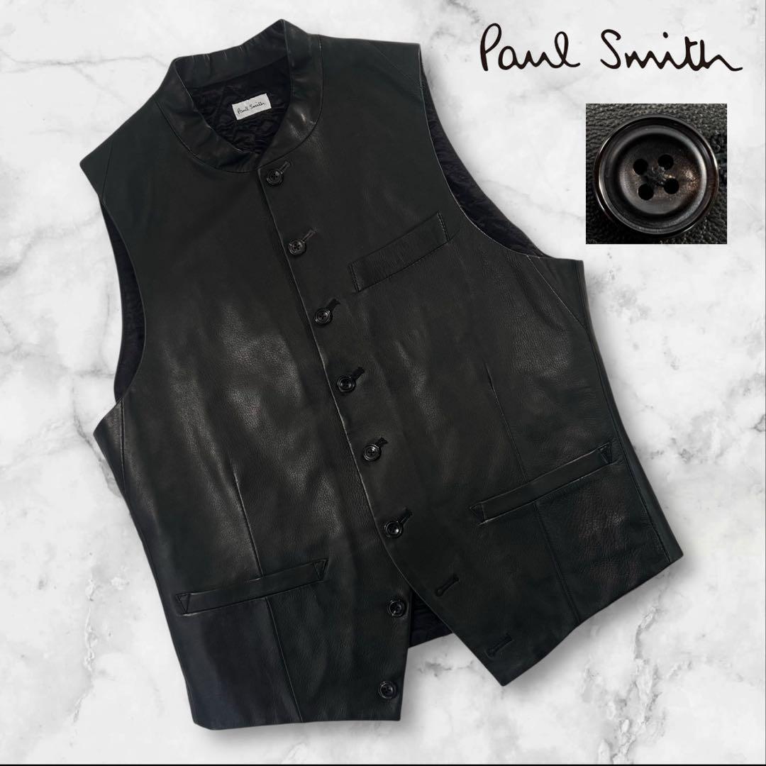 定価5.6万 極美品 Paul Smith 中綿入りレザーベスト ジレ サイズM
