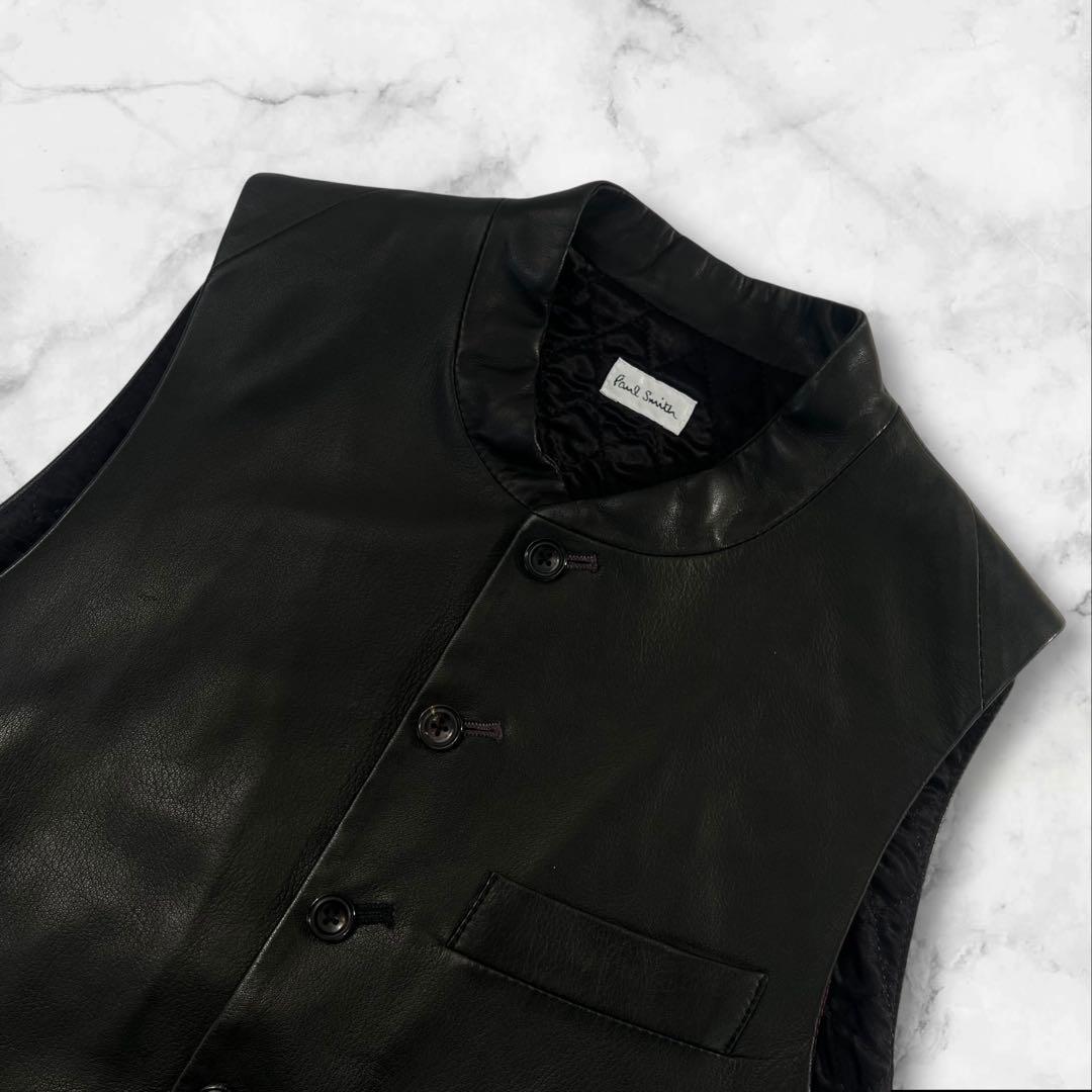 定価5.6万 極美品 Paul Smith 中綿入りレザーベスト ジレ サイズM