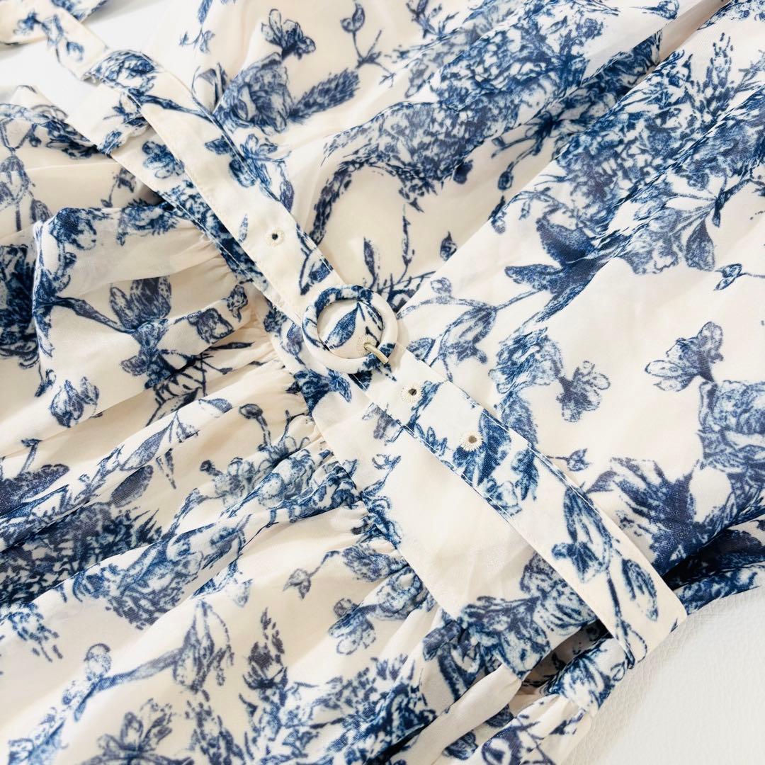 916未使用級✨エステラケー プリントホルターネックティアードドレス