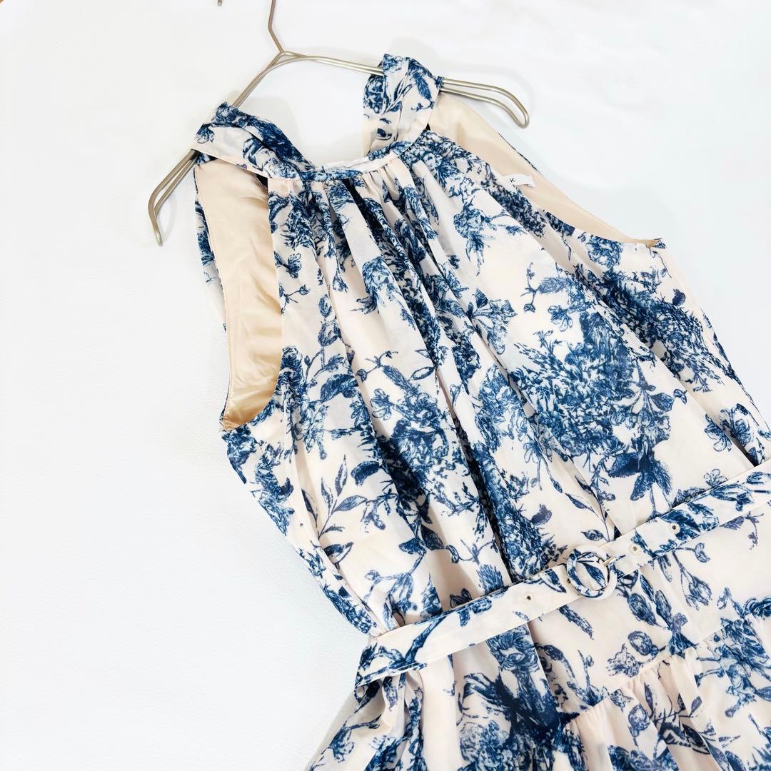 916未使用級✨エステラケー プリントホルターネックティアードドレス