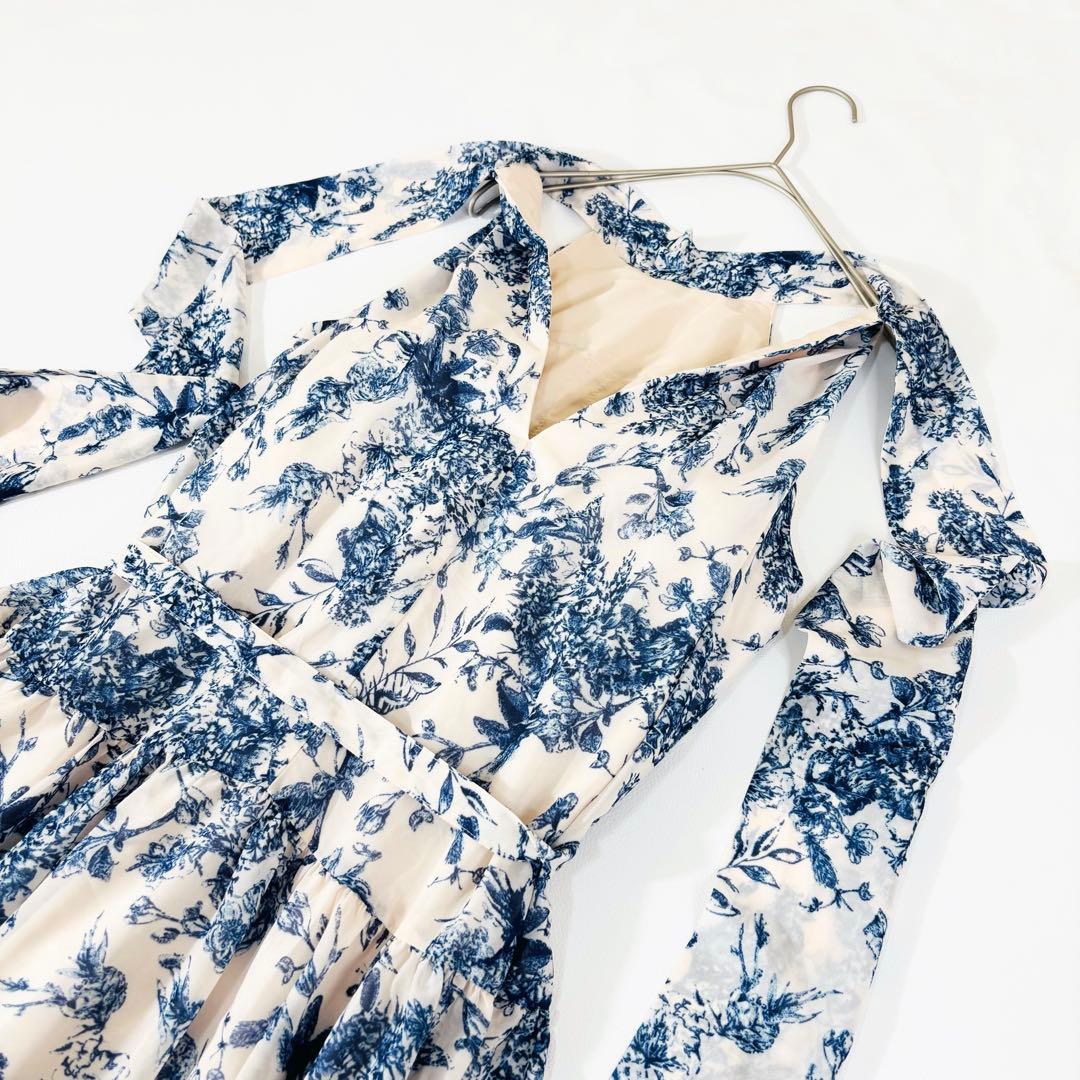 916未使用級✨エステラケー プリントホルターネックティアードドレス