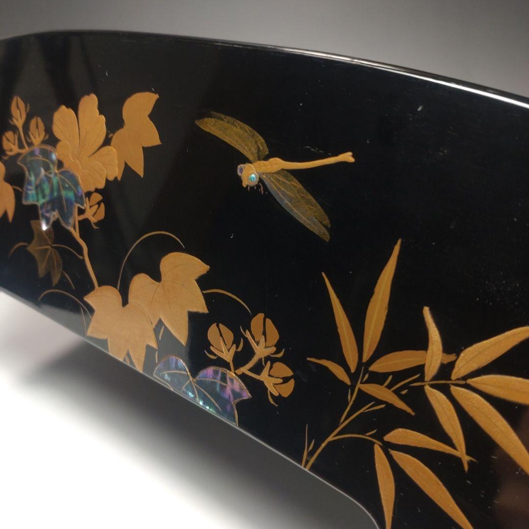 イ101 莨盆『蜻蛉螺鈿金蒔絵　煙草盆』『漆塗　茶道具』トンボ