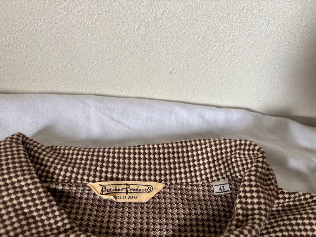 ブッチャープロダクツ　butcher products 千鳥柄　ポロシャツ