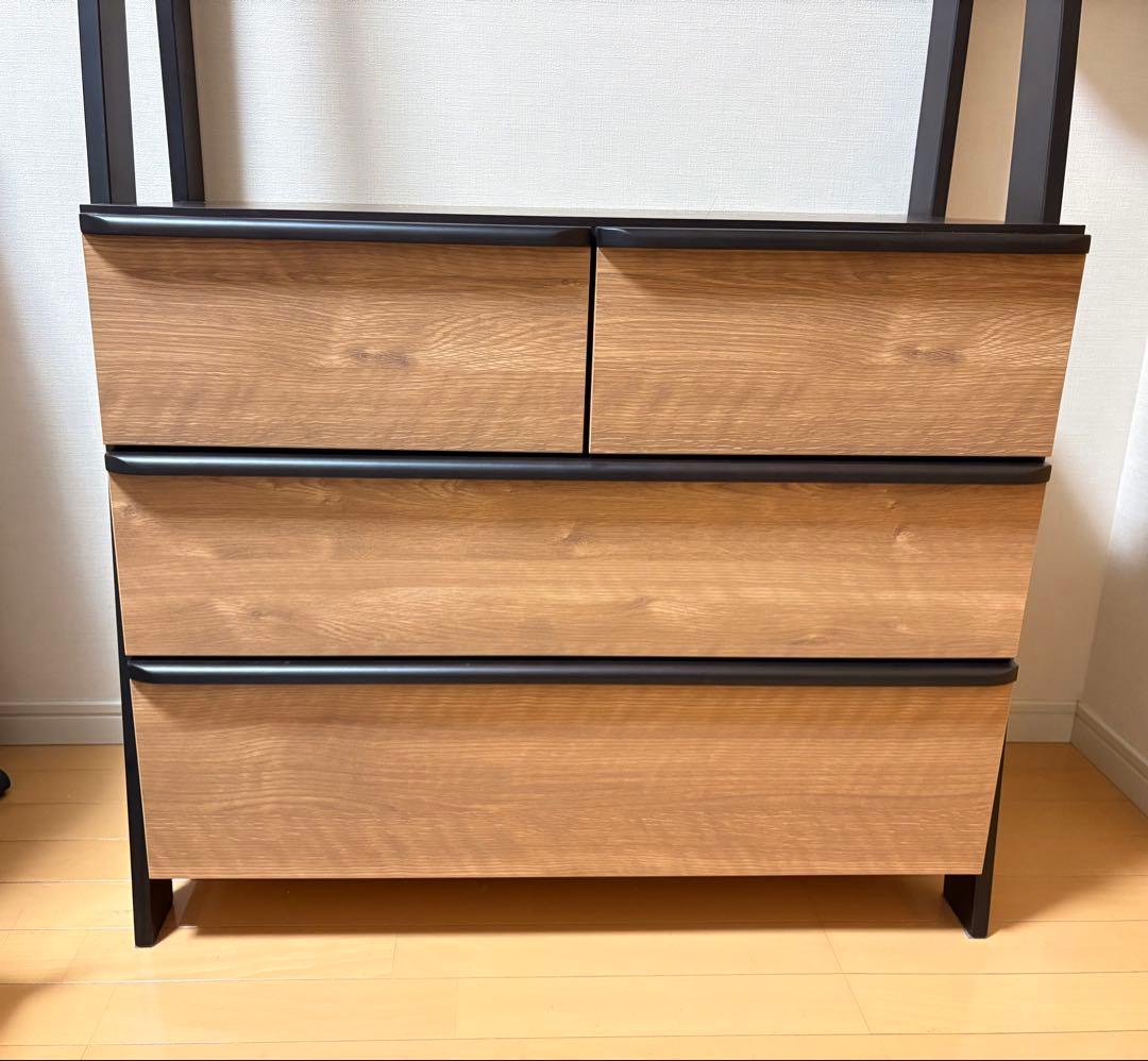 収納付きハンガーラック(ニーズ3 84 OP-3段 MBR/BK) ニトリ