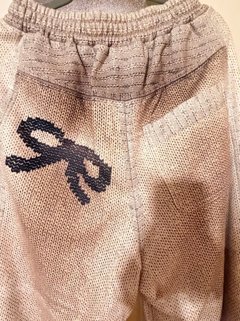 OPEN YY Lサイズ　セットアップニット柄ハートリボン刺繍カジュアルパンツ