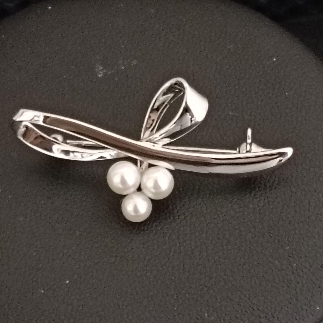 ミキモト MIKIMOTO ブローチ 3粒 ベビーパール シルバー