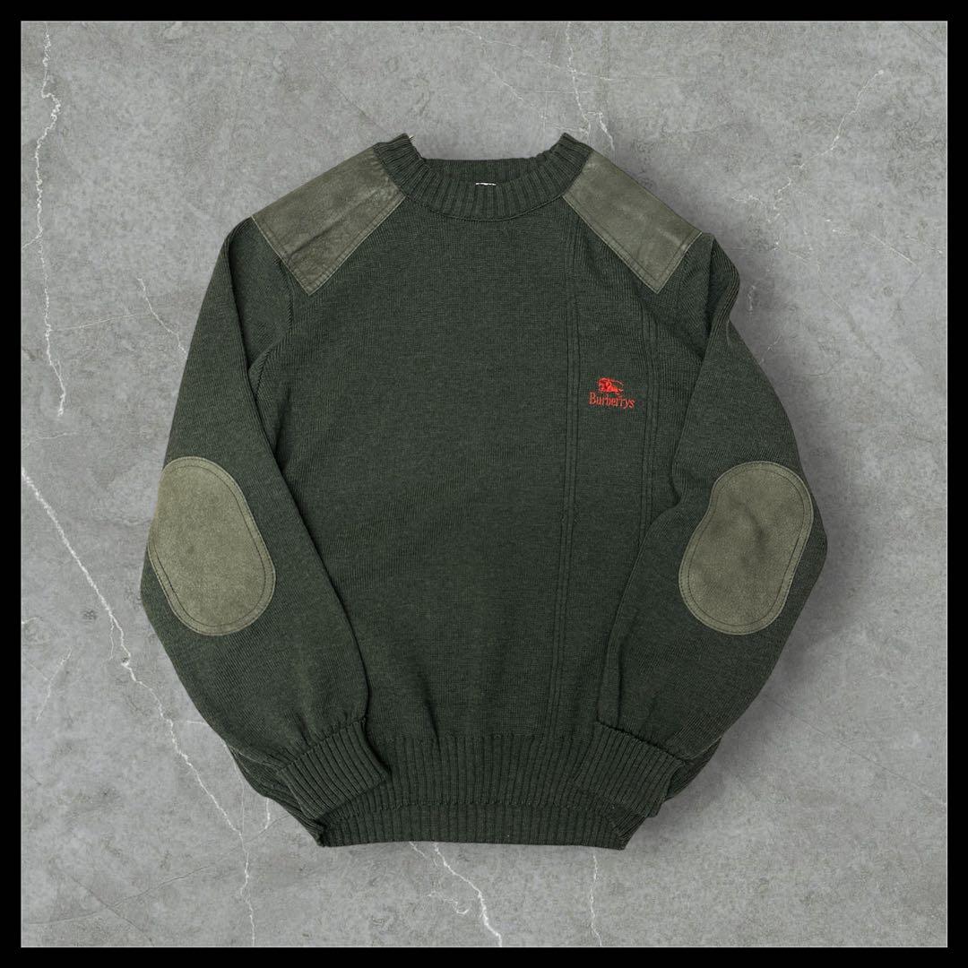 Burberrys バーバリーズ エルボーパッチ ウールニット M 英国製