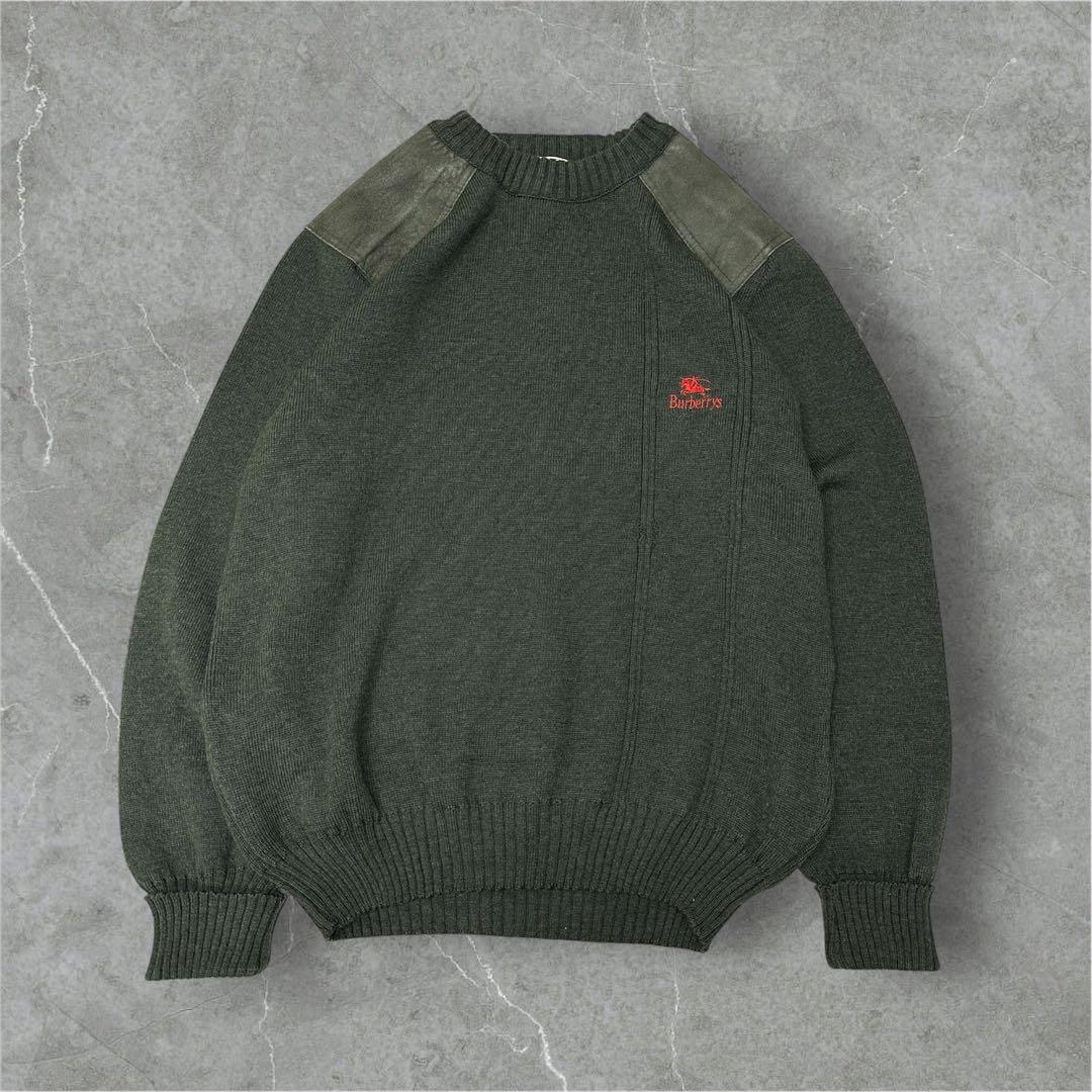 Burberrys バーバリーズ エルボーパッチ ウールニット M 英国製