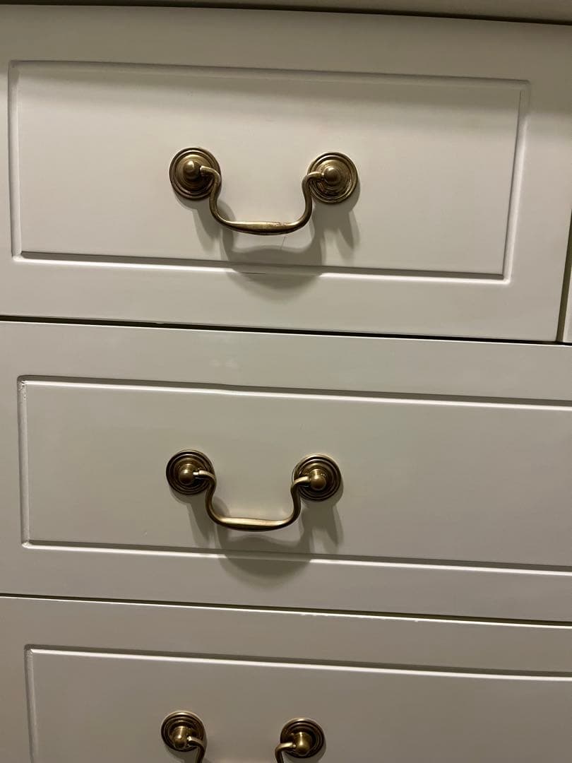 アンティーク　ホワイト家具木製チェスト 5段　ロココ調