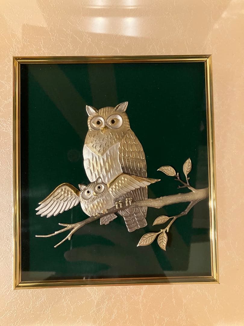 (刻印あり)武比古　銀の親子フクロウ