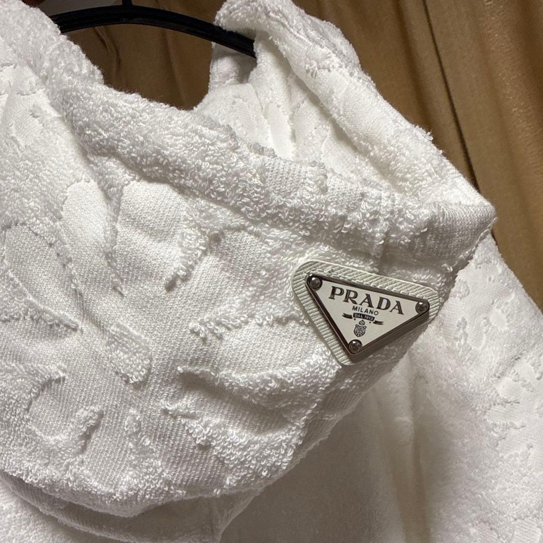 PRADA プラダ　ジャガードテリークロスフーディー ホワイト