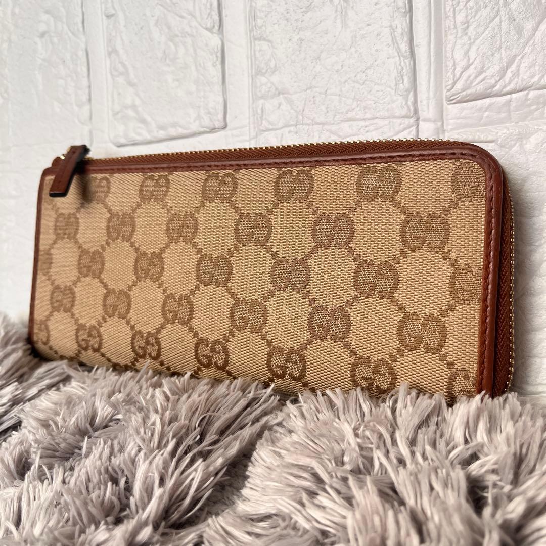 良品✨GUCCI L字ファスナー　GGキャンバス 長財布　メンズ　レディース
