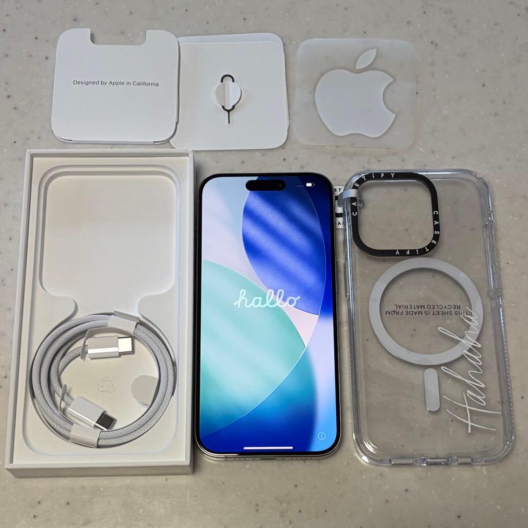 iPhone15Pro 512GB ホワイトチタニウム SIMフリー ケース付