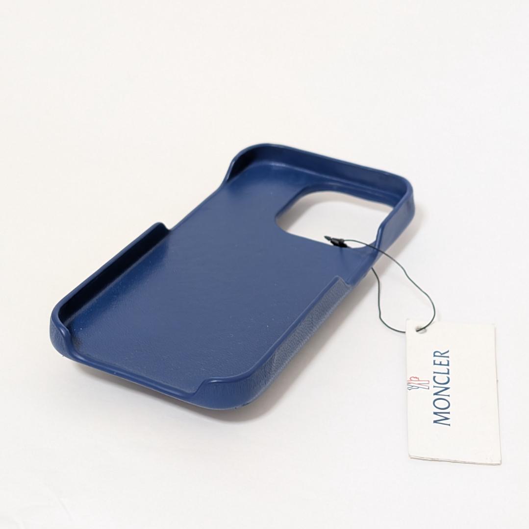 MONCLER iPhone14pro ケース キルティング 羊革 ブルー