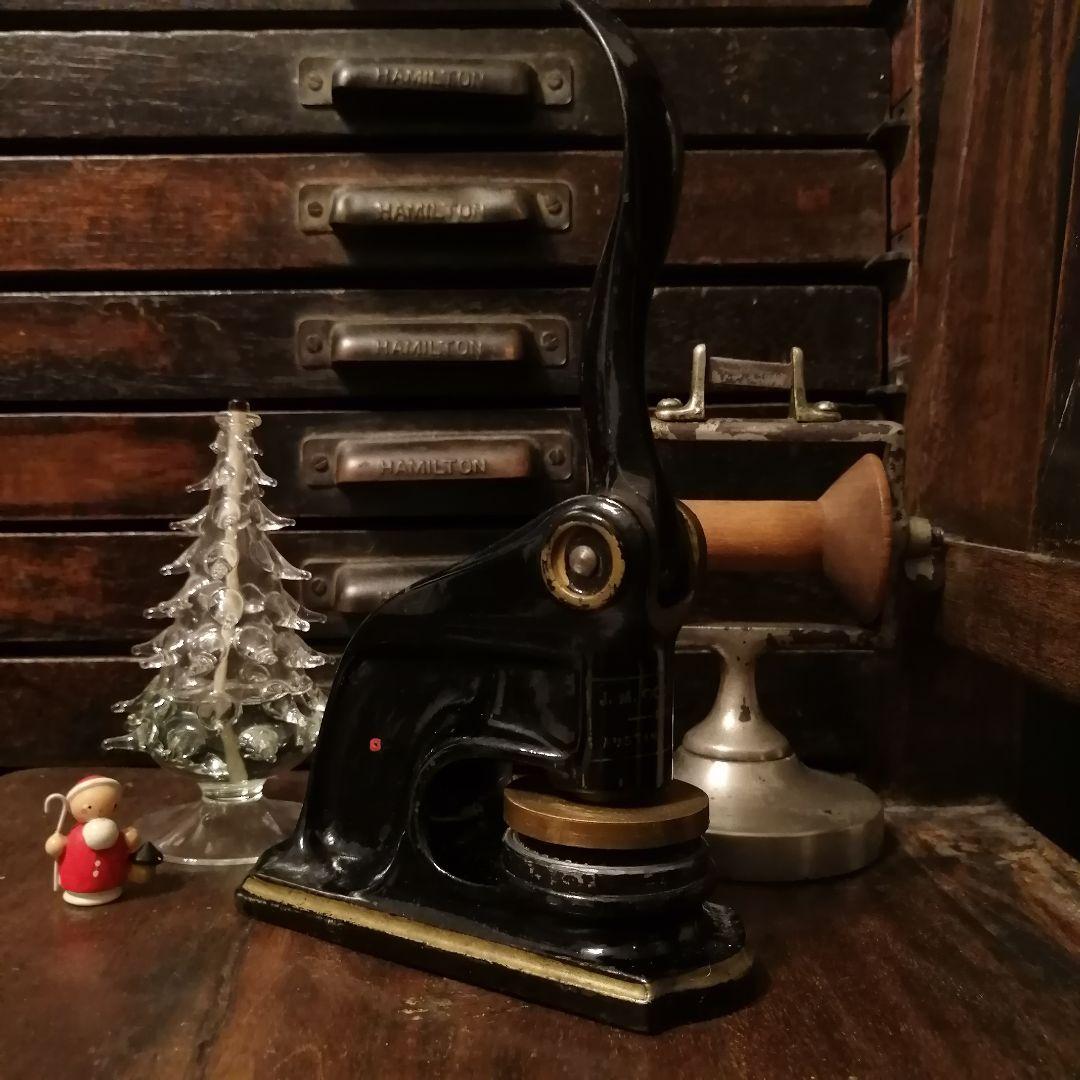 アメリカ製アンティーク エンボッサー☆スタンプ☆はんこ☆タグ☆ラベル文房具☆刻印