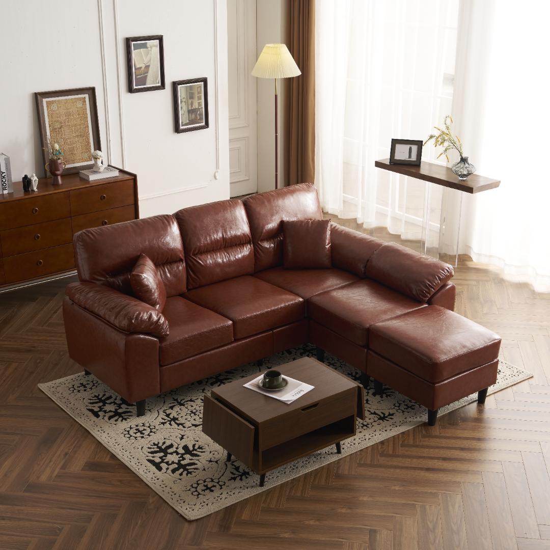 超人気！ ソファーセット 2-5人掛け クッション付き 肘付き Brown